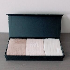 Frye socks 3 pack pink white camel NEW in BOX! crew socks womens size 4-10